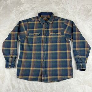 Orvis Flannel Shirt Men L Plaid Heavy Chamois Button Down Work Chore Outdoors